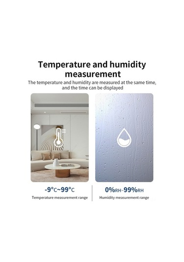 Supermarket1 Akıllı Wifi Sıcaklık Nem Sensörü - Dijital Ekranlı, Uzaktan Algılayıcı, Alarmlı