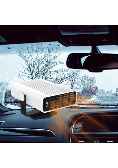 Geeksen 12v 120w Araç Isıtıcı Ve Soğutucu - Hızlı Buz Çözme, Sis Giderme, 360 Dönebilir Taşınabilir Fan