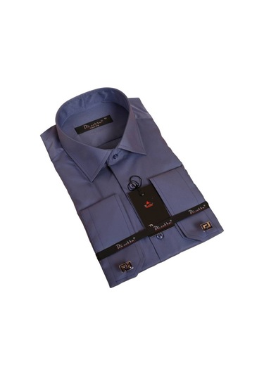 İndigo Dar Kesim Micro Kumaş Kol Düğmeli Slim Fit Erkek Gömlek - 201-5 001
