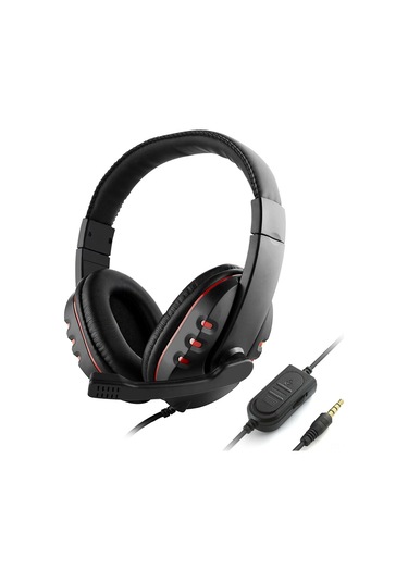 Shineyee Oyun Kulaklığı 3.5mm, 40mm Sürücü, Tekerlekli Ses Kontrolü, Dış Mikrofon, Uzun Kullanim Konforu, Siyah-kırmızı