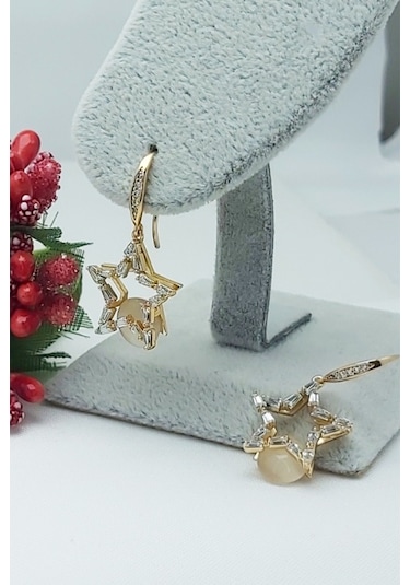 Rose Altın Kaplama Vip Seri Xuping Baget Taşlı Sallantılı Yıldız Rose Gold