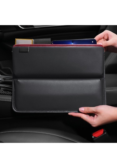 Gajeena Araç Koltuğu Arası Çok Amaçlı Saklama Kutusu - Pu Deri, 31x25x5.5cm, Siyah/kahve/bordo/bej