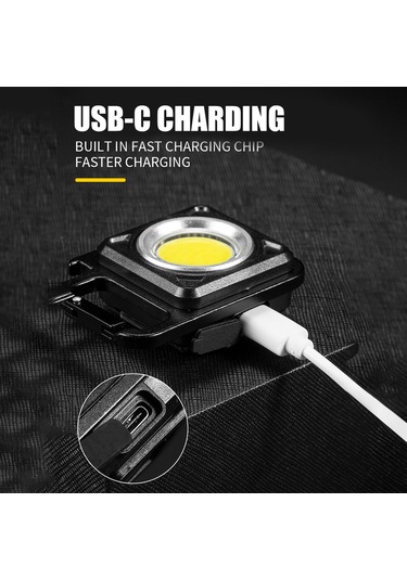 Reedark Alüminyum Anahtar Zinciri Işığı, Cob 6w, 4 Mod, Usb Hızlı Şarj, Manyetik Ve Çift Uçlu, Acil Ve Çalışma Işığı Kırmızı Kırmızı