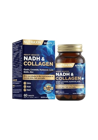 Nutraxin Nadh Collagen 60 Tablet Tip1 Tip3 Hyaluronik Asit, Elastin, Seramid, Resveratrol Glutatyon