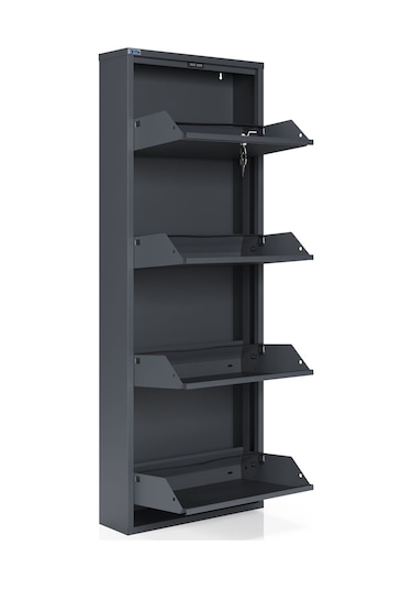 Ceha Kilitli 4'lü Metal Ayakkabılık Antrasit - K.AYK-4 /AB7024/KL