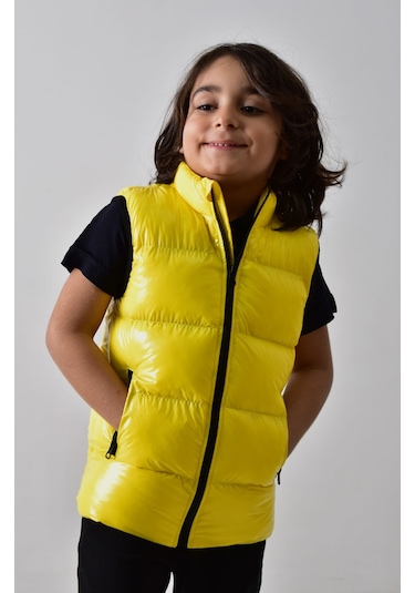 Banada Moda Erkek Çocuk Parlak Sarı Şişme Yelek Sarı