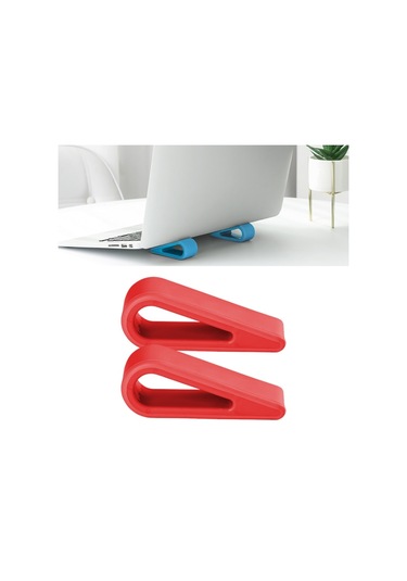 2 Adet Basit Dizüstü Bilgisayar Braketi Ayarlanabilir Yükseklik Isı Dağılımı Taban Ped Tutucu Artırmak Red