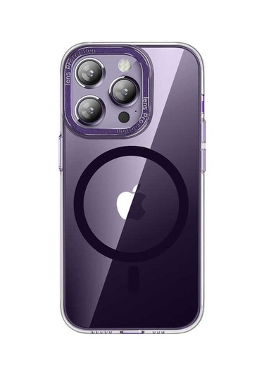 İphone Uyumlu 14 Pro Uyumlu Magsafe Şarj Özellikli Sert Pc Csk Zore Fuya Kılıf-derin Mor