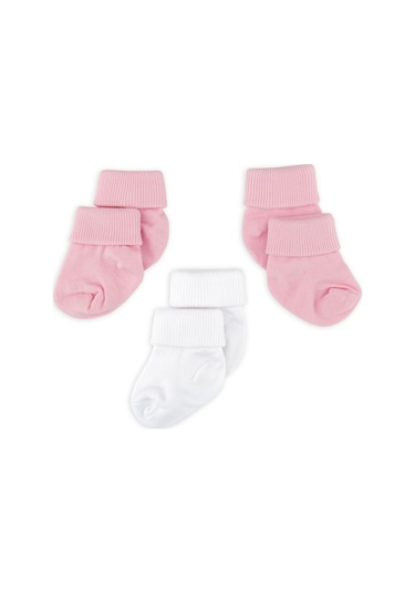Novibaby 3'lü Bambu Yenidoğan Bebek Çorap I Pinky I 0-6 ay "Karışık Renkli"