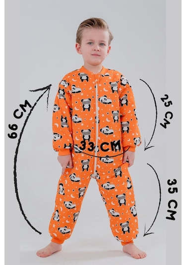 Erkek Bebek 2.5 Tog Desenli Uyku Tulumu 2 Yaş Turuncu