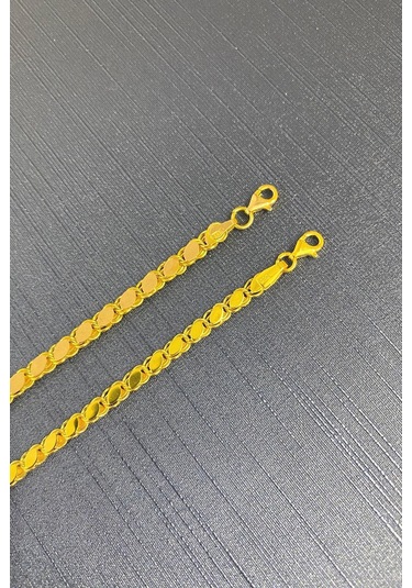 14 Ayar Altın İnce Pullu Zincir Bileklik 4,5 Mm Sarı Sarı Altın