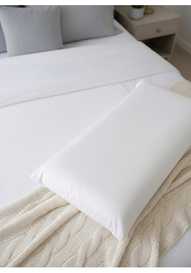 Büyük Boy Hava Kanallı, Nefes Alabilir Ortopedik %100 Visco Yastık Yıkanabilir Kılıf 70x50x15cm Beyaz