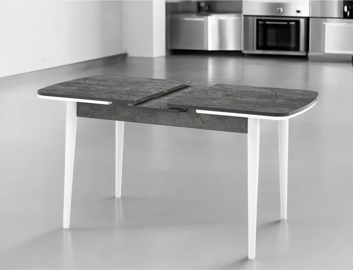 Dengema Açılır Kapanır Yemek Masası Aris Masa, Beyaz Ayak, 4-6 Kişilik Antrasit