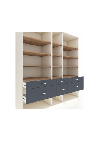 Kronos Dolap 12 Raflı 6 Çekmeceli 220x59x243 Aytaşı-çam/antrasit Atlas Çam/antrasıt