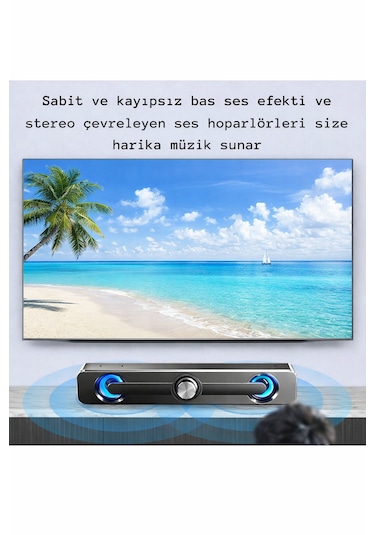 Sada V-111 Güçlü Baslı Kablolu Soundbar Usb Tv Pc Stereo Ses Sistemi 3.5mm