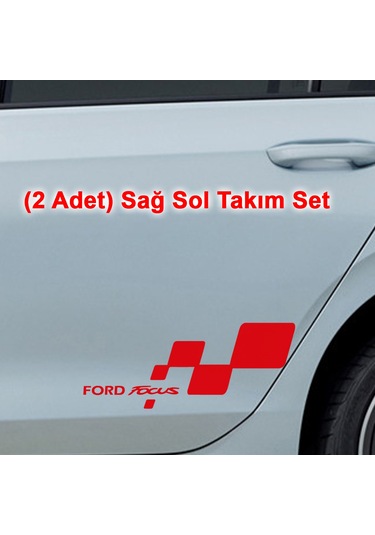 2 Adet Ford Focus Sticker - Kapı Altı Sticker - 40cm X 16cm - Kırmızı