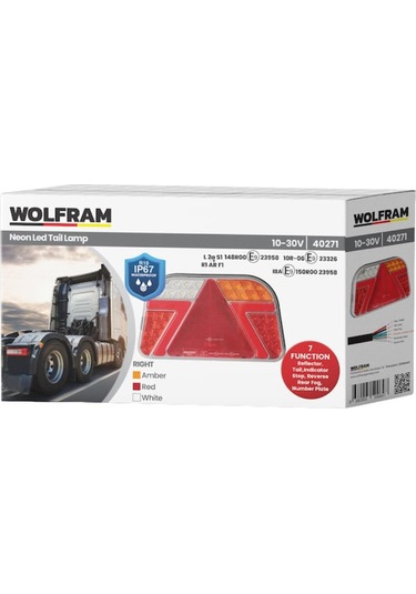 Wolfram 10v-30v Stop Lambası Neon Ledli 7 Fonksiyonlu 241 140 44 Mm E9 Sağ