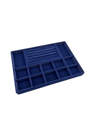 Yerli Üretim Istanbul Model Süet Kumaş Lacivert Renk Çekmece Ici Takı Standı Çok Renkli