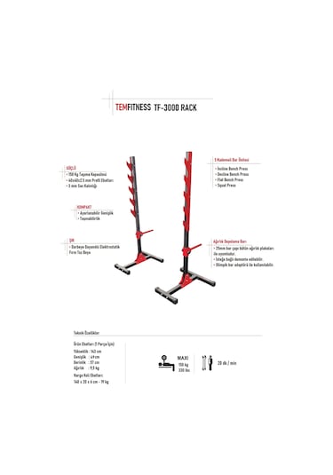 Temfitness TF-3000 Rack Halter Standı