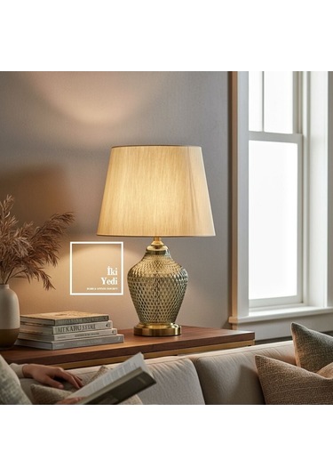 Zaragoza Büyük Cam Abajur Lüks Masa Lambası 63 Cm Aydınlatma Dekorasyon Ürünleri Ev Ofis Hediyesi Çok Renkli