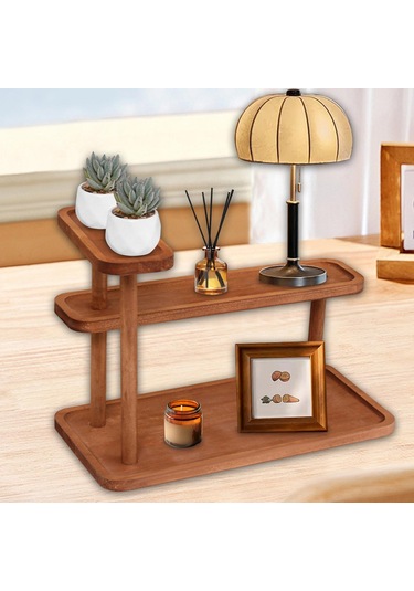 Homyl Masaüstü Düzenleyici Rustik Çok Amaçlı Kozmetik Kiler Koyu Kahverengi