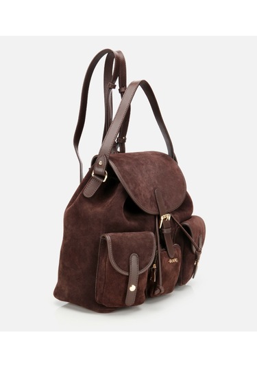 Hotiç Kadın Süet Deri Kahverengi Cepli Tokalı Sırt Çantası 03cah316410a480 03cah316410a480 Kahverengi