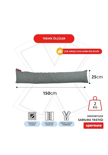 Xpermate Sarılma Yastığı, Bacak Arası Yastığı Dikdörtgen Açık Gri