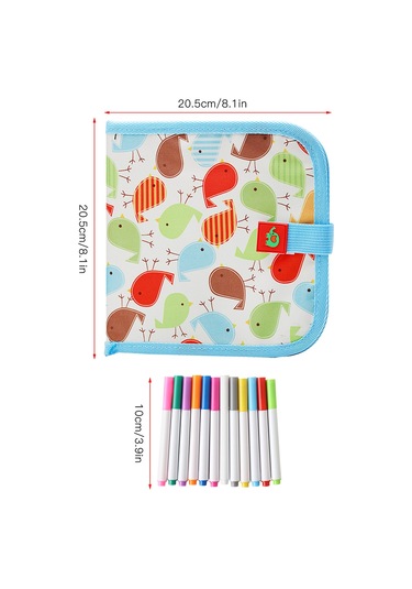 Aubyhe Kırmızı Dinozor Desenli Çocuk Taşınabilir Çizim Defteri - Tekrarlı Yazma Özelliği, 10 Sayfa Ve 6 Renkli Kalem Seti Çok Renkli