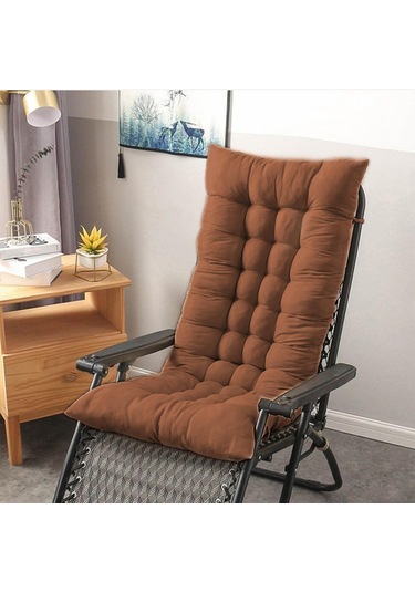 Suntek Yüksek Sırtlı Sandalye Minderi Dolgulu Koltuk Ahşap Kahve