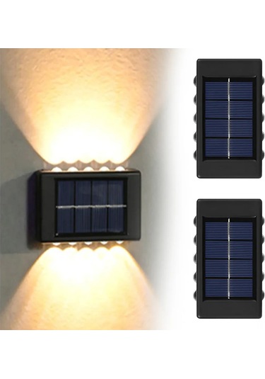Dofolink 2 Adet Güneş Enerjili Duvara Monte 10 Led Işık - Ip65 Su Geçirmez Bahçe Çit Bahçe Işığı - Sıcak Beyaz Işık Diğer