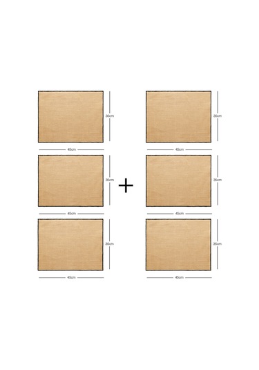 Home Wave 6'lı Siyah Dikiş Detaylı Jüt Amerikan Servis 45 X 35 Cm Bej