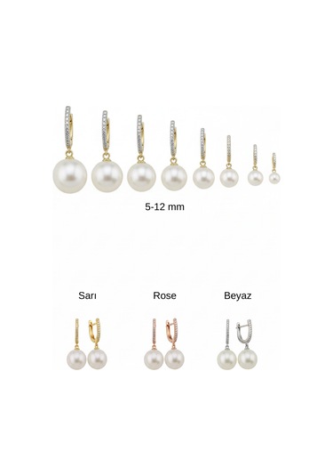 Beyaz Doğal İnci Taşlı Küpe 7 Mm Rose