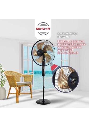 Mirkraft Fs-m5018 18'' Dc Motor 5 Metal Kanatlı Ayaklı Vantilatör
