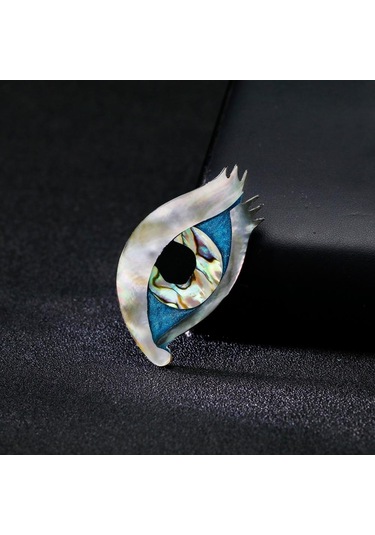 Blucome Moda High-end Göz Broş Kişilik Vahşi Abalone Kabuk Kadın Pin Mavi