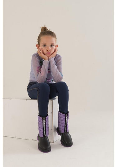 Muggo Sugar Garantili Çocuk Unisex Rahat Kalıp Önü Fermuarlı İçi Kürklü Yağmur Ve Kar Botu 001