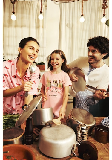 Penti Pembe Just Chill Gömlek Pantolon Pijama Takımı Pembe