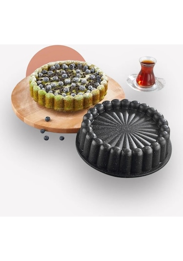 Doremcy Eda 2li Granit Döküm Kek Ve Tart Kalıbı 26cm Taç Turta Kalıbı Ve Kek Kalıbı Siyah