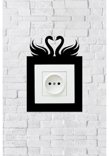 Kuğu Aşk Tasarım Priz Çerçevesi İç Ölçü 8,4x8,4 Cm Dekoratif Priz - Anahtar Çerçevesi - Ev Süsü