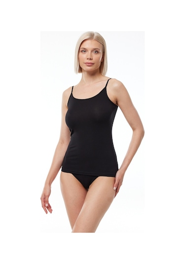 Malabadi Kadın Ayarlanabilir Ip Askılı Atlet Modal Atlet 140 Siyah