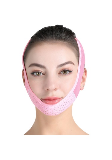 Qingmipy Yüz Germe Bandı İle V Hatlı Yüz Maskesi - Pembe Renk Seçeneği