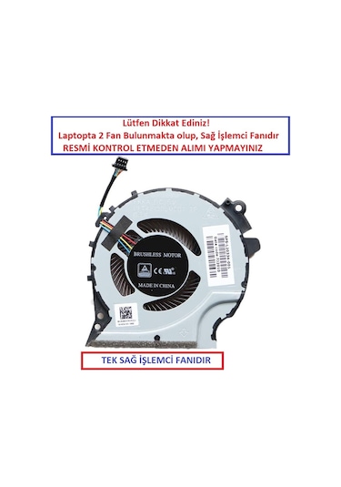 HP Uyumlu 15-Cx, Tpn-C133, 5Xw77Ea, 8Ky27Ea Fan, Işlemci Fanı Tek Sağ