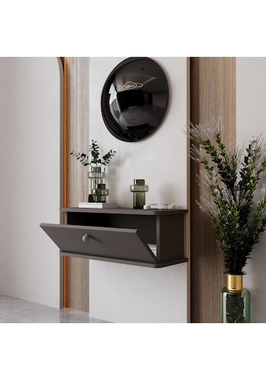Melura Home Lunaris Dresuar %100 Mdf Kapaklı Duvara Monte Gri