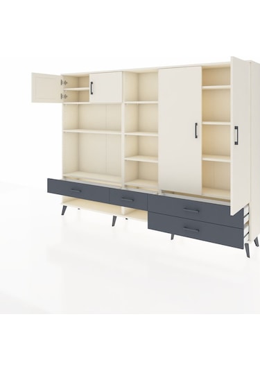 Arges Dolap 12 Raflı 4 Çekmeceli 4 Kapaklı 220x30x163 Aytaşı-ayta Aytaşı-aytaşı/antrasit