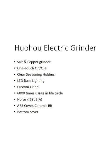 Jms Siyah Xiaomi Huohou Otomatik Elektrikli Biber Tuz Öğütücü Led Işık 5 Modu Baharat Tahıl Porselen Taşlama Seramik Çapak Değirmeni