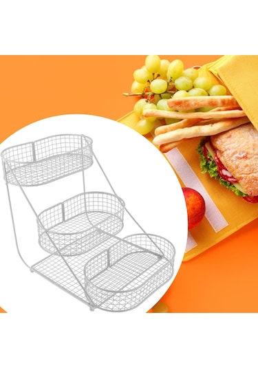 Homyl 3 Katlı Meyve Sepeti Tezgahı Büyük Kapasiteli Konteyner Beyaz