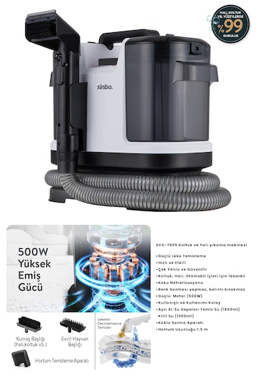 Sinbo SCC-7605 500 W Halı Ve Koltuk Yıkama Makinesi