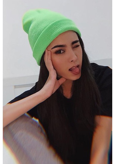 Basic Bere Unisex Su Yeşili Katlamalı Şık Unisexbasicbere Düz Bere Su Yeşili