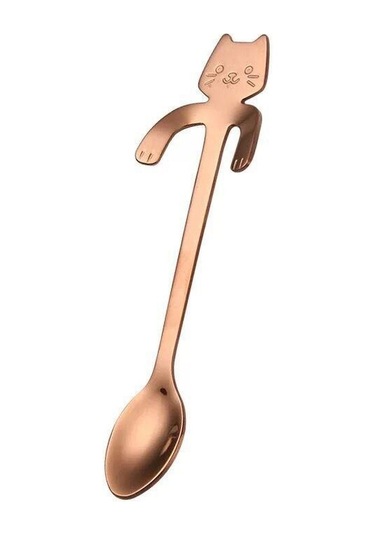 Gül Altın Paslanmaz Çelik Kahve Kaşığı Güzel Sevimli Kedi Şekli Çay Kaşığı Tatlı Aperatif Kepçe Dondurma Mini Kaşık Sofra Mutfak Aletleri