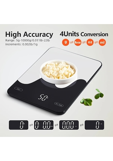 Honeybeeshop Beyaz 1 Adet Akıllı Dijital Gıda Tartısı Besin Hesaplayıcılı Usb Şarj Edilebilir Gram Ons Diyet Keto Makro Kalori Takibi 9.98kg Beyaz