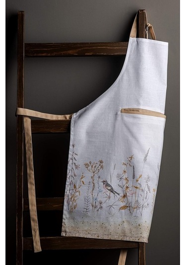 Fastbuy Kadınlar İçin Uzun Bağlı, Ayarlanabilir Boyunlu Pamuklu Mutfak Önlüğü - Çayır Çiçekleri, Bej Diğer